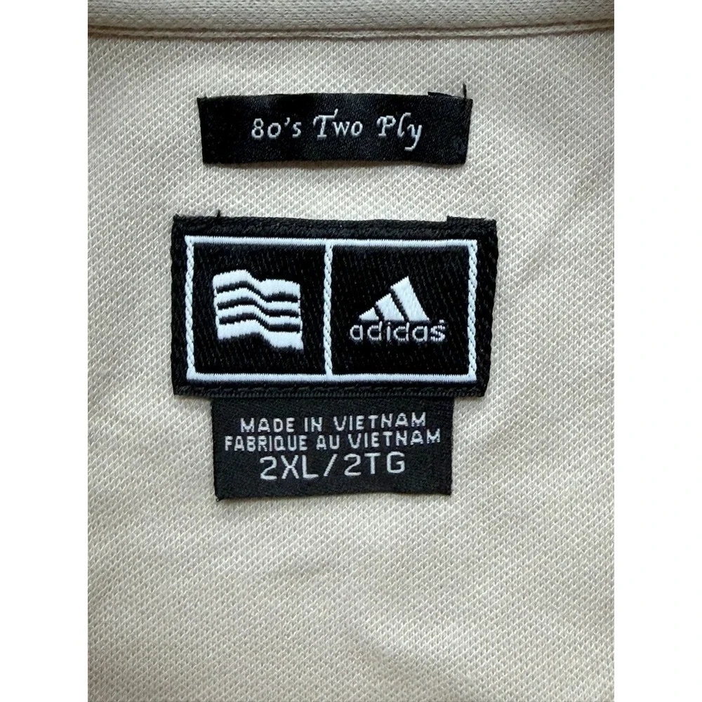 NWT Adidas Rayosan Golf‎ Polo Shirt Beige 2XL UPF 35+ 80's Two Ply